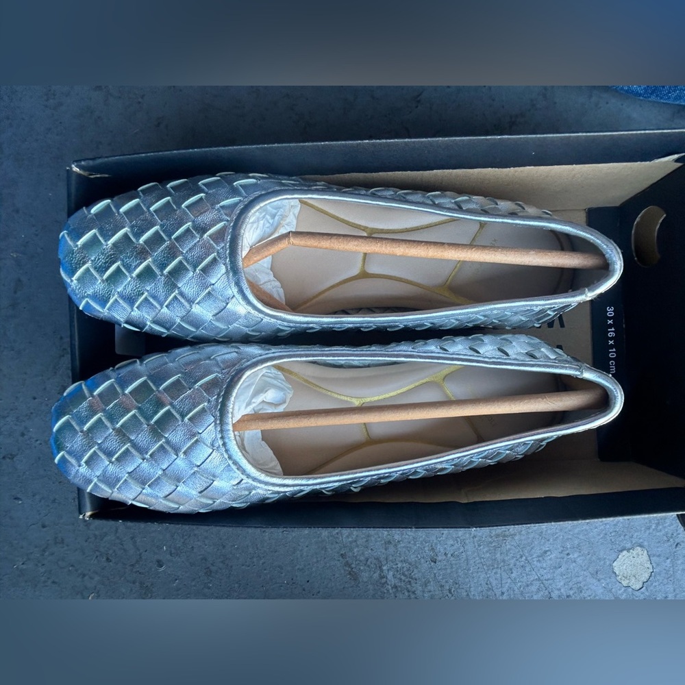 Kenneth Cole Metallic Silver Woven Loafers